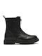 Zariah Zip K. Leather Kids Ankle Boots with Zipper Black