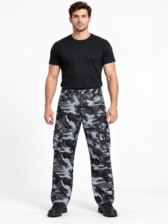 Men's Cargo Trousers Regular Fit Grey/Black