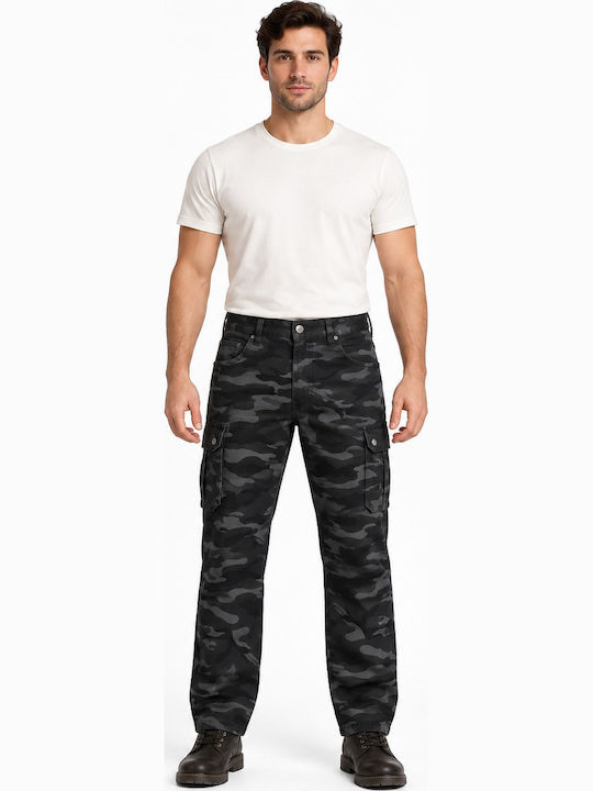 Men's Cargo Trousers Elastic Regular Fit Black