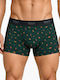 Men's Green Boxer with Printed Designs