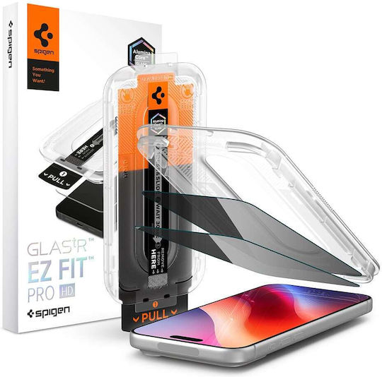 Folie de Protecție pentru Ecran Privacy Spigen Glas tR Ez Fit Pro HD Apple iPhone 18 Pro Max Sticlă Securizată Full Glue Set 2 Bucăți AGL12033