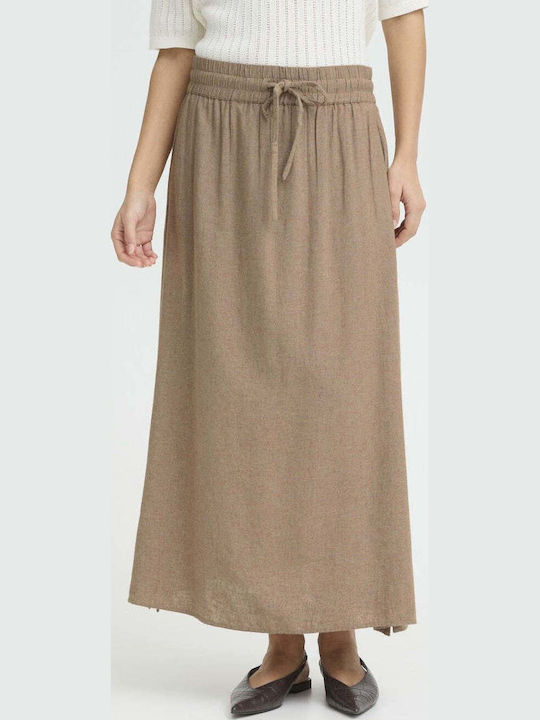 Linen High Waist Brown Skirt