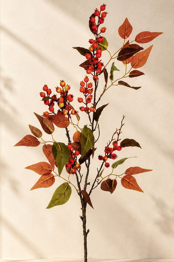Orange Wild Rose Branch Leaves 0x0x108cm Monochrome Evergreens