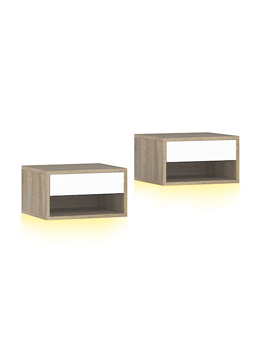 Wooden White Bedside Tables 2 Pieces 37x32x21cm