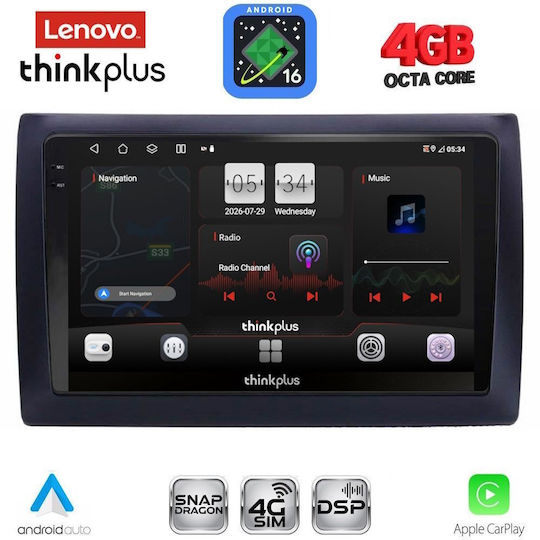 Lenovo Автомобилна Аудио Система за Fiat Stilo 2001-2007 (Bluetooth/USB/Вграден Wi-Fi/GPS/Apple CarPlay/Android Auto) с Touch Screen 9"