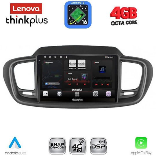 Lenovo Автомобилна Аудио Система за Kia Sorento 2014-2020 (Bluetooth/USB/Вграден Wi-Fi/GPS/Apple CarPlay/Android Auto) с Touch Screen 10"