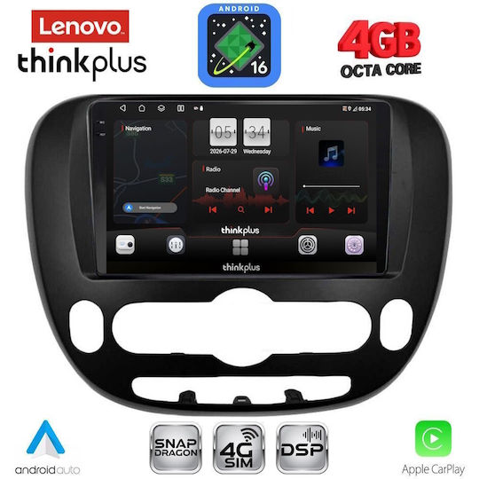 Lenovo Car Audio System for Kia Soul 2013-2019 Bluetooth USB WiFi GPS Apple CarPlay Android Auto with 9" Touch Screen