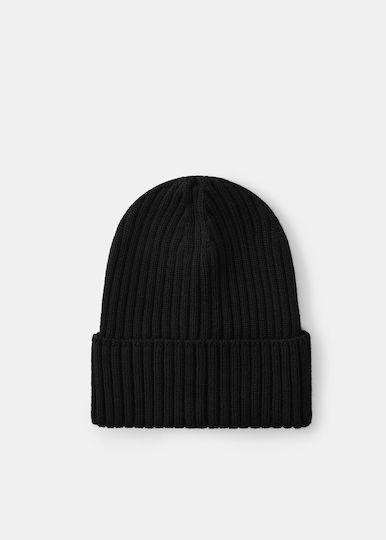 Beanie Unisex Σκούφος Πλεκτός σε Μαύρο χρώμα