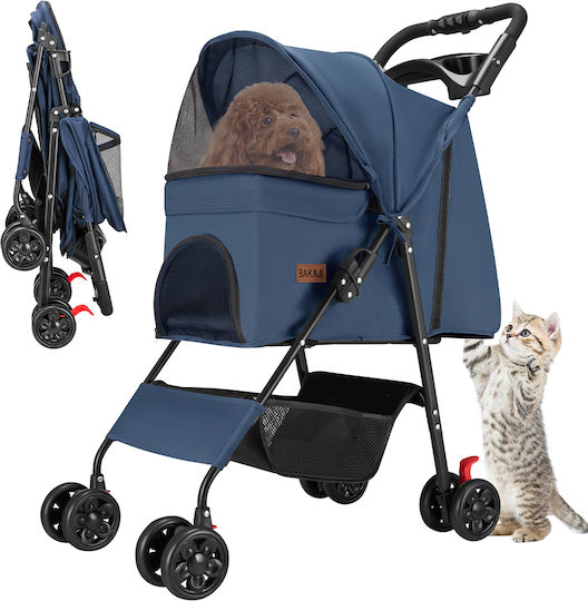 Bakaji Dog and Cat Transport Stroller up to 30kg Blue L100xW65xH50cm