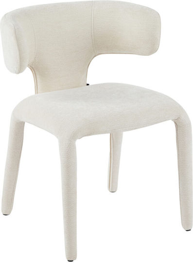 Dining Chair With Ecru Fabric Upholstery