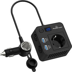 Powertech Инвертор за автомобил Ptl-028 200w 12v/24v Dc 110v/220v Ac 2x Usb-c/2x Usb 5210131162682