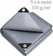 Prelată PE ranforsată 5x6 m 110 g/m² protecție exterioară impermeabilă gri