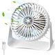 Ventilator Portabil Mic USB Birou 3 Viteze Cablu USB 1.2 M Type-C Rotație 360° Grilaj Detașabil Silențios Birou Dormitor Alb