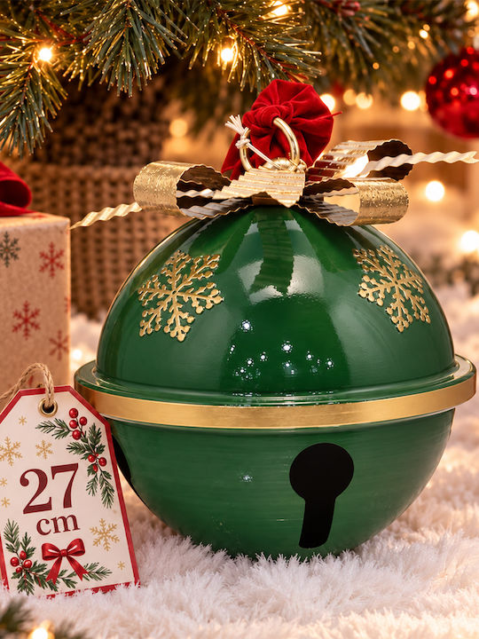 Bakaji Weihnachtsfigur Metall Glocke Grün