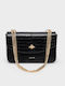 Lyra Gestrickte Damen-Schultertasche Croco Black