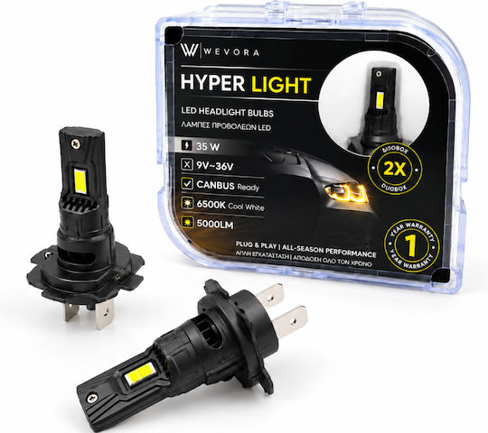 Wevora Autolampen H7 Canbus LED 6500K Kaltes Weiß 35W Menge