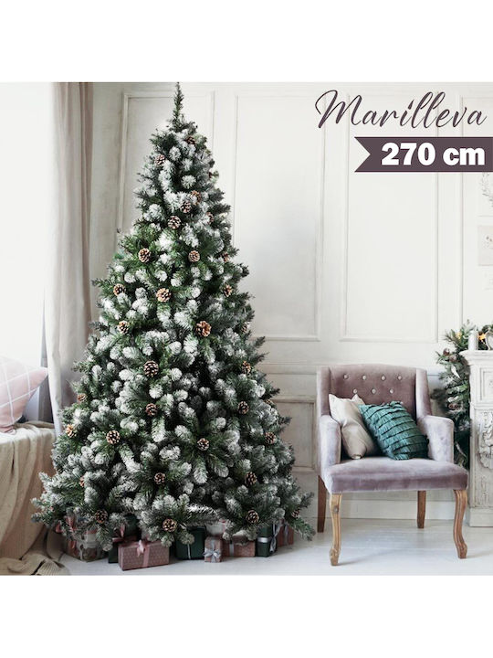 Christmas Tree Marilleva Umbrella Snowy, with Pine Cones 270cm