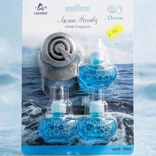 Dezodorant Auto Jh Lucero “Aroma Family” – Ocean Briză Marină Bază Aerisire & 3 Piese De Schimb 10ml