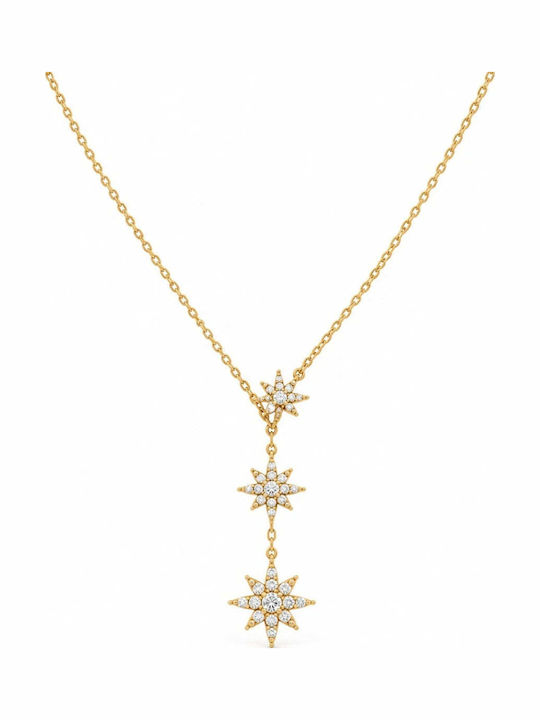 Charmy Necklace With Star Design Made Of Gold Plated Steel With Zircon