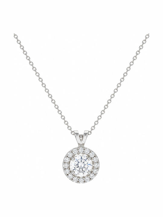 Senzio Belibasakis Rosette Necklace in 9 K White Gold with Zircon