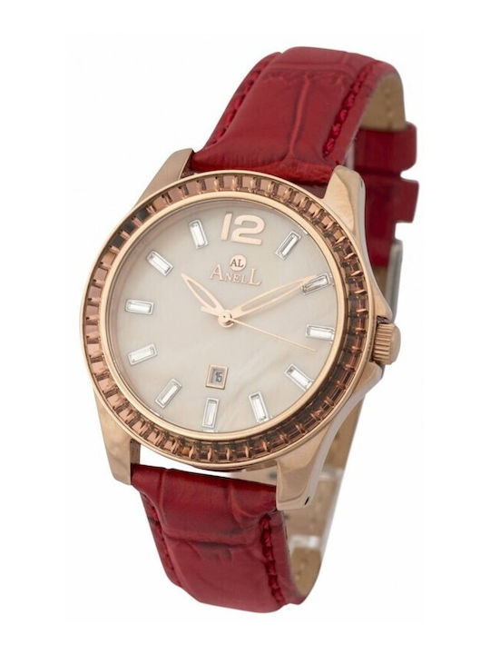 Anell Дамски Часовник 36mm Кварцов с Червена Ко...
