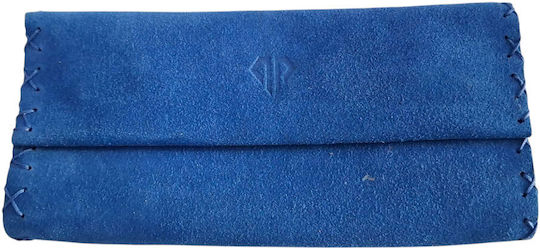 Kalliopi Silver Leder Tabaktasche Blau mit Magnetverschluss 16,5x7,5cm