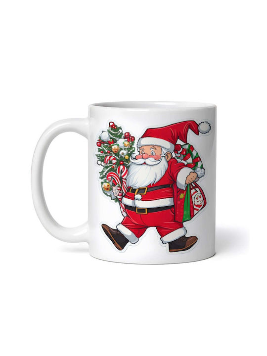Moș Crăciun Cu Brad De Crăciun Cană Ceramică Moși Crăciun 330ml Cu Personalizare