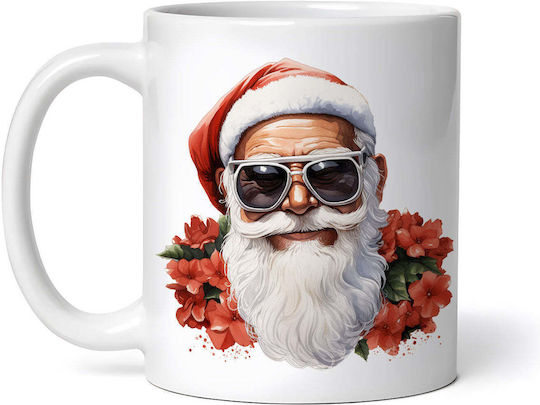 Weihnachtliche Tasse Keramik Santa Claus Mit Blumen 330ml Fleckabweisend