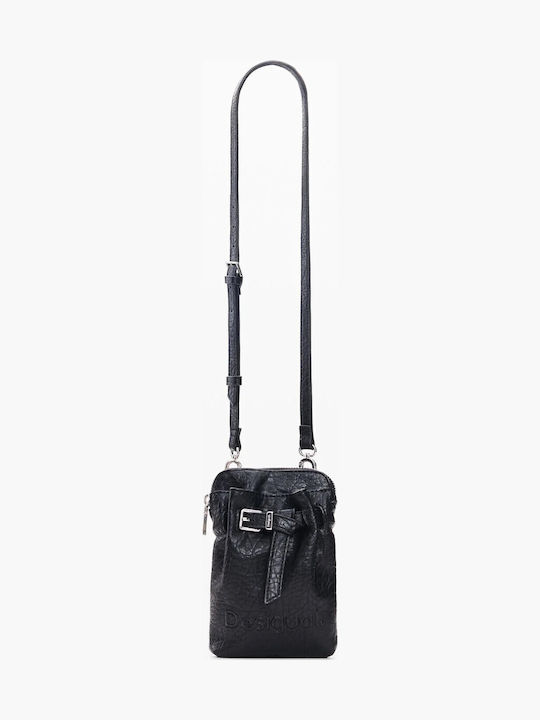 Half Logo Black Fabric Women's Mobile Phone Pouch