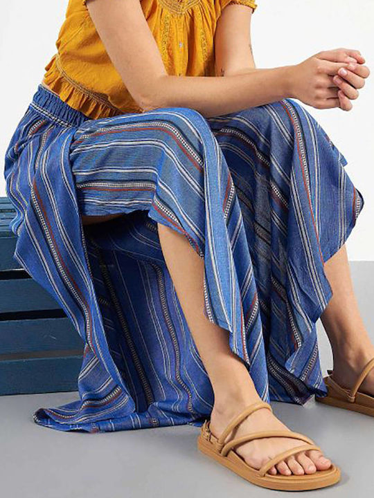 attrattivo Damen Baumwoll-Set Pantaloons mit Gummiband Gestreift Ciel Multi