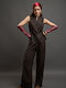 Women's High Rise Pantaloons in Loose Fit Striped Beige
