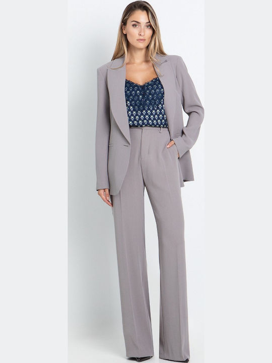 Toi&Moi Women's High Rise Crepe Pantaloons Grey