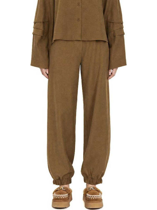 Moutaki Women's High Rise Fabric Trousers with ...
