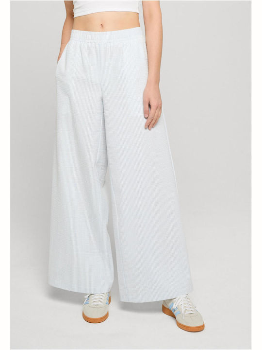 Women's Pantaloons with Elastic in Loose Fit Striped Freezeblue/White
