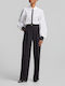 Women's High Rise Crepe Trousers in Loose Fit Black