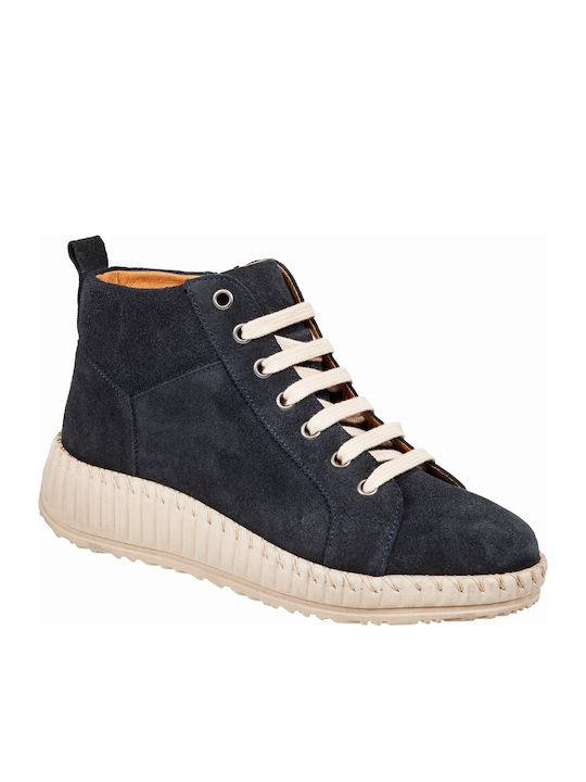 Leder Damen Stiefeletten Blau