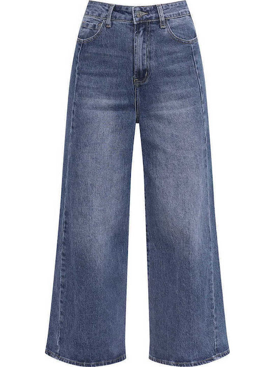 Celestino Damen Denim Wide Leg Baumwoll-Set Loose Fit Blau