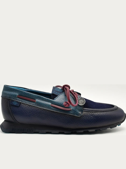 Leder Damen Mokassins in Blau Farbe