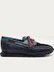 Leder Damen Mokassins in Blau Farbe