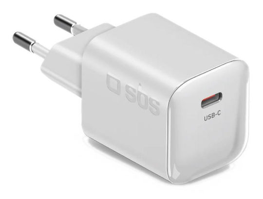 SBS Wireless Charger with USB-C Port 20W Power Delivery White (TETRGAN1C20WW)