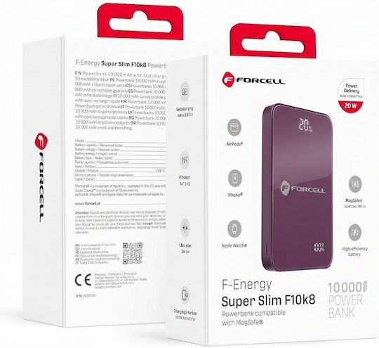 F-Energy F10K8 MagSafe Външна батерия 10000mAh 15W Power Delivery / Quick Charge Череша