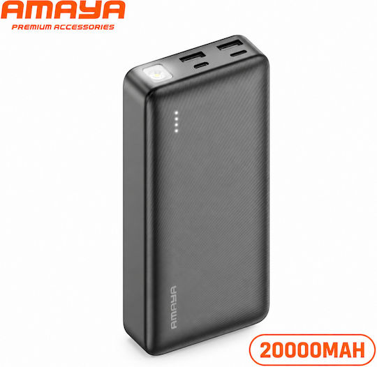 Amaya Apb-p228l Power Bank 20000mAh Φακό 10W 2 Θύρες Usb-a Usb-c