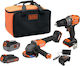 Angle Grinder & Drill Driver Set 18V with 2Ah Batteries