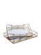 Dekorative Tablett Metallisch Rechteckig mit Spiegel 35x5x25cm 2 Stück