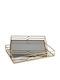 Dekorative Tablett Metallisch Rechteckig mit Spiegel 35x25x6cm 2 Stück