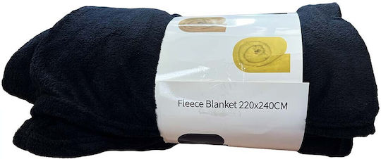 Pătură Fleece Dublă 220x240cm Neagră