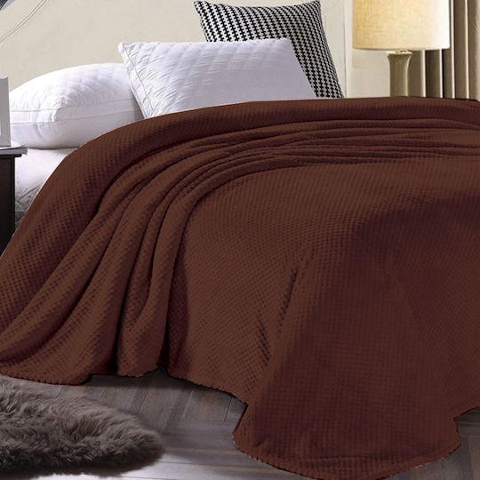 Pop Corn Pătură Polar Fleece Simplă 160x240 cm Maro Închis
