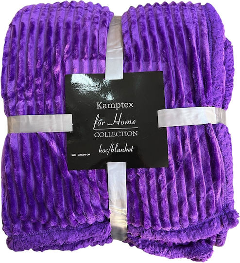 Sherpa Blanket Super King 220x240cm Purple