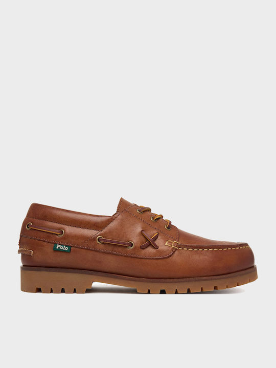 Leather Men's Boat Shoes in Brown Colour
