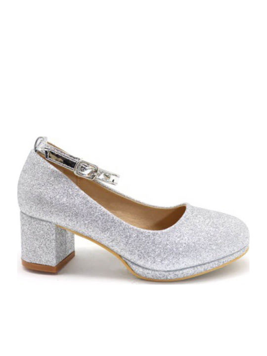 Kids Ballerinas With Hoop & Loop Closure Silver
